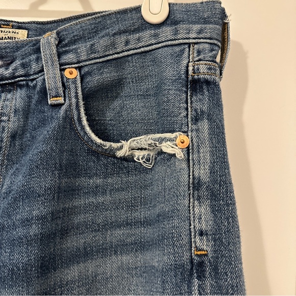 Citizens Of Humanity Blue Cora Crop Relaxed Distressed Hem Jeans Size 26 Women’s - Picture 5 of 14